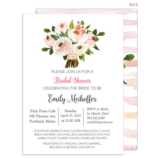 Rose and Peony Posy Bouquet Invitations